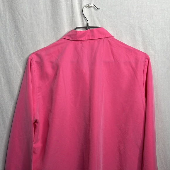 Hot Pink Liz Claiborne 3/4 sleeve collared button-up flowy top - Picture 8 of 10